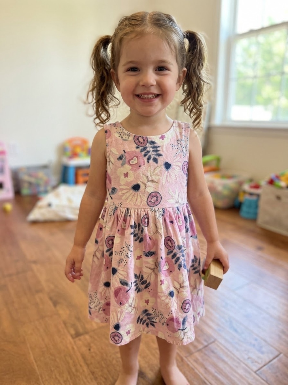 Mayoral Girls' Pink Botanical & Fruit Print Sleeveless Dress